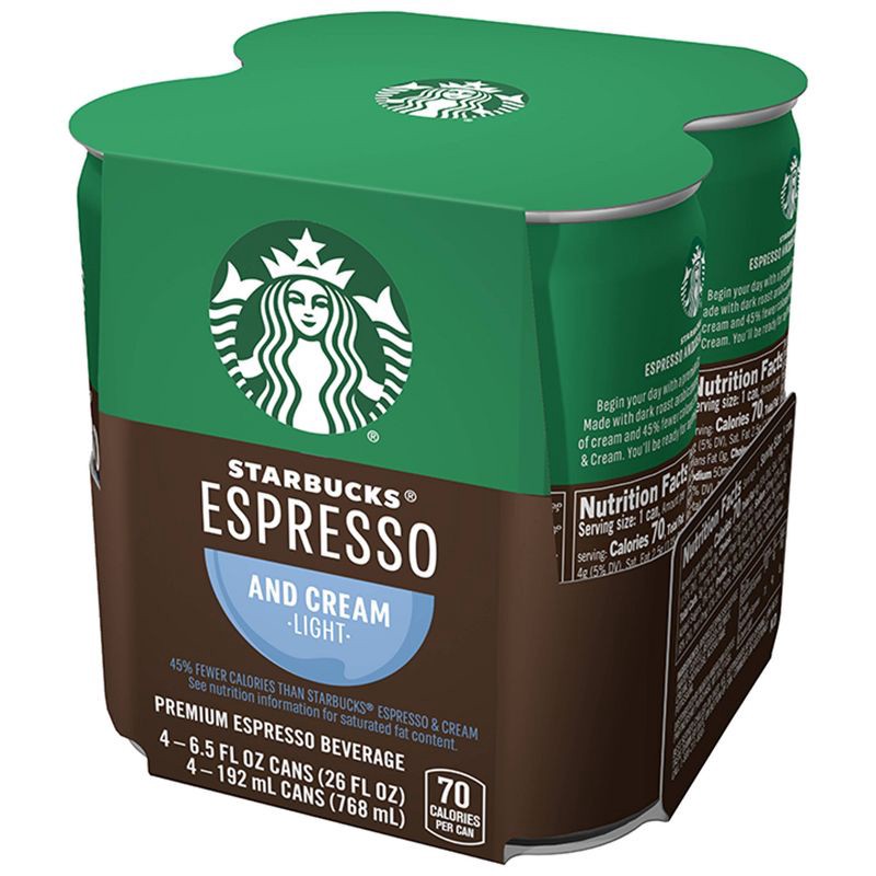 slide 4 of 4, Starbucks RTD Starbucks Doubleshot Espresso Light Premium Coffee Drink - 4pk/6.5 fl oz Cans, 4 ct; 6.5 fl oz