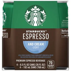 Starbucks RTD Starbucks Doubleshot Espresso Light Premium Coffee Drink - 4pk/6.5 fl oz Cans