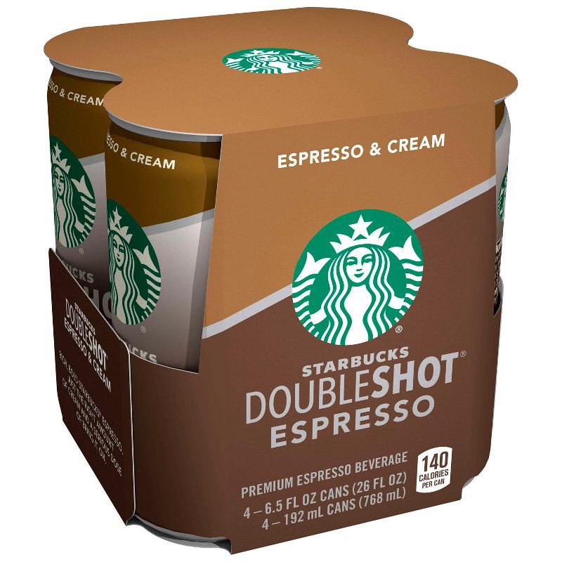 slide 3 of 3, Starbucks RTD Starbucks Double Shot Espresso And Cream Coffee Drink - 4pk/6.5 fl oz Cans, 4 ct; 6.5 fl oz