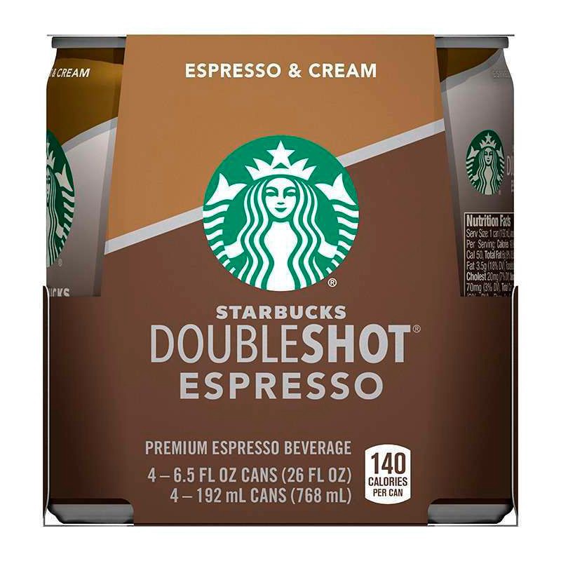 slide 1 of 3, Starbucks RTD Starbucks Double Shot Espresso And Cream Coffee Drink - 4pk/6.5 fl oz Cans, 4 ct; 6.5 fl oz