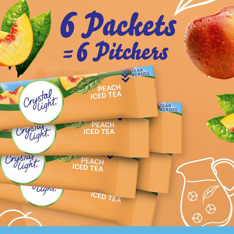 slide 5 of 9, Crystal Light Peach Iced Tea Drink Mix - 6pk/0.25oz Pouches, 6 ct, 0.25 oz