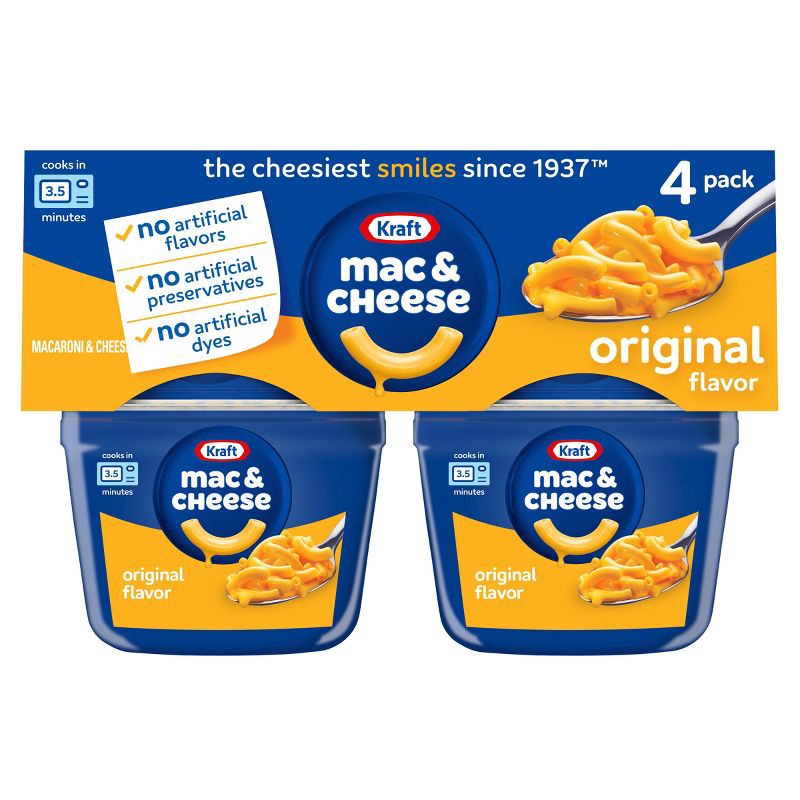 slide 1 of 10, Kraft Original Mac and Cheese Cups Easy Microwavable Dinner- 8.2oz/4ct, 8.2 oz, 4 ct