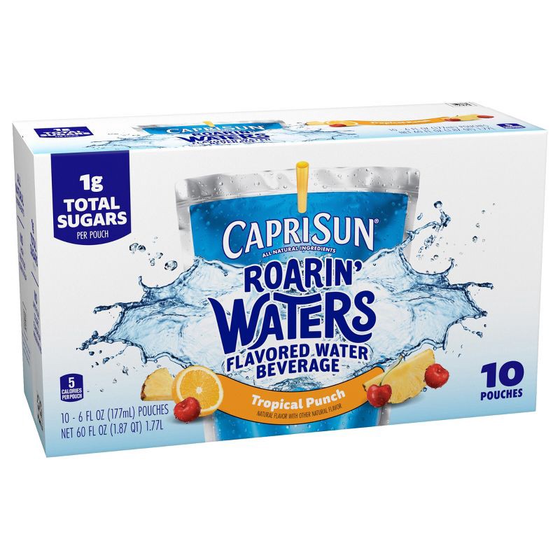 slide 8 of 9, Capri Sun Roarin' Waters Tropical Tide Flavored Water - 10pk/6 fl oz Pouches, 10 ct; 6 fl oz