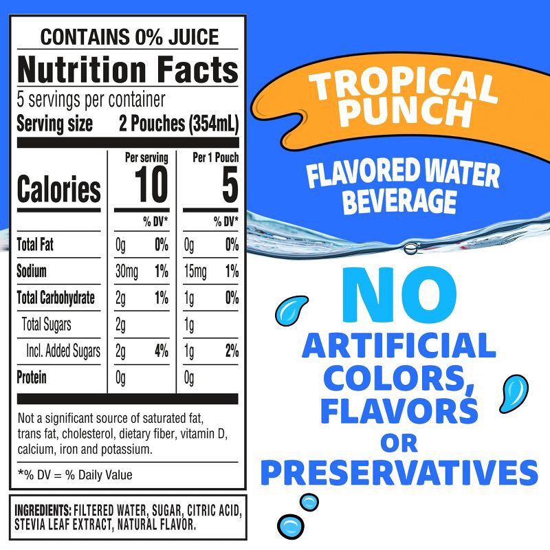 slide 8 of 13, Capri Sun Roarin' Waters Tropical Fruit Juice Drinks - 10pk/6 fl oz Pouches, 10 ct; 6 fl oz