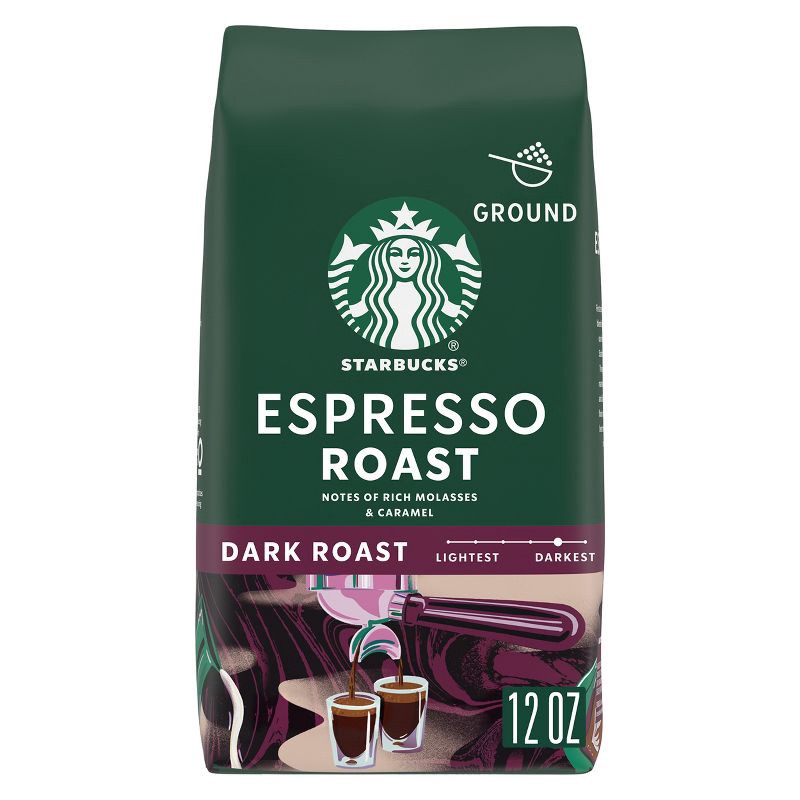 slide 1 of 5, Starbucks Dark Roast Ground Coffee — Espresso Roast — 100% Arabica — 1 bag (12 oz.), 12 oz