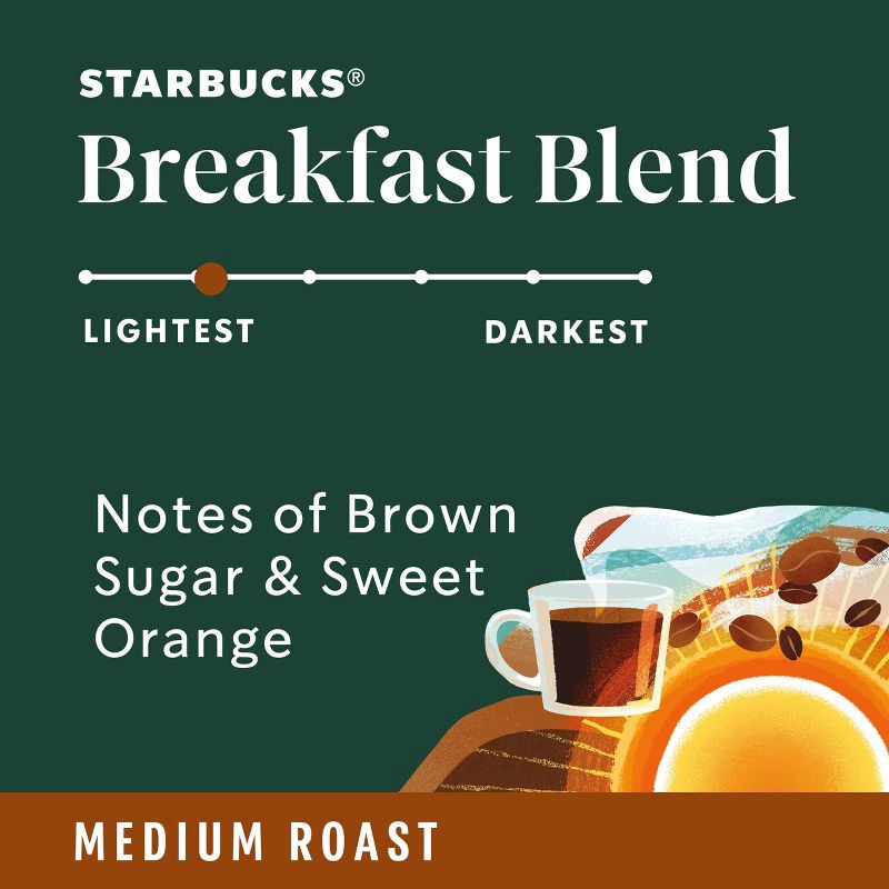 slide 2 of 5, Starbucks Medium Roast Ground Coffee — Breakfast Blend — 100% Arabica — 1 bag (12 oz.), 12 oz