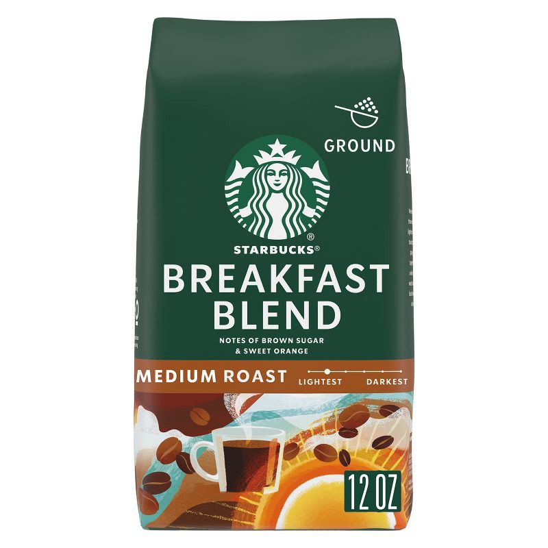 slide 1 of 5, Starbucks Medium Roast Ground Coffee — Breakfast Blend — 100% Arabica — 1 bag (12 oz.), 12 oz