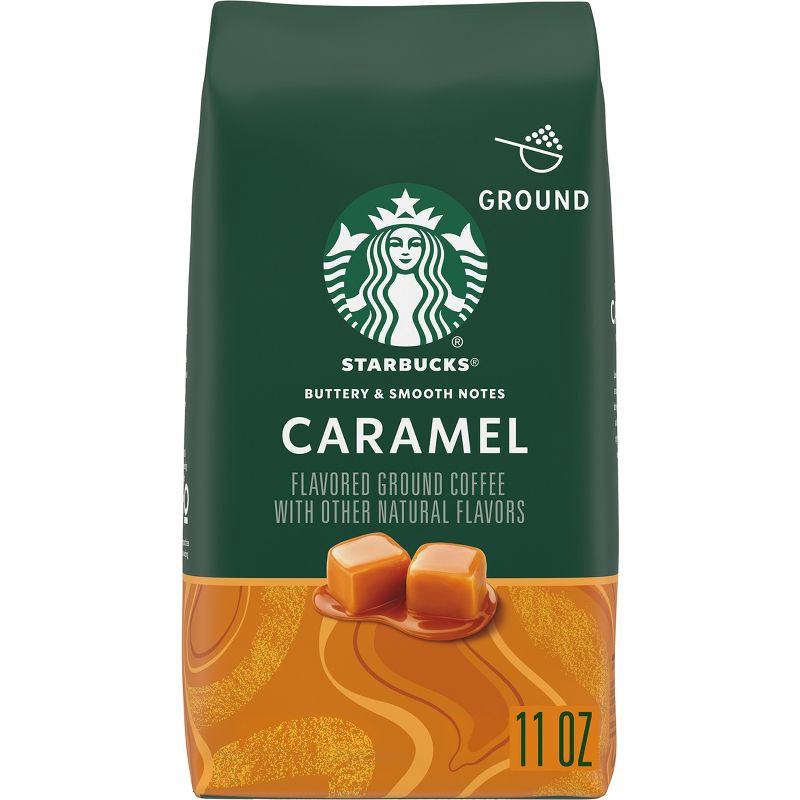 slide 1 of 5, Starbucks Light Roast Ground Coffee—Caramel Flavored Coffee—Naturally Flavored—100% Arabica 1 bag (11 oz), 11 oz