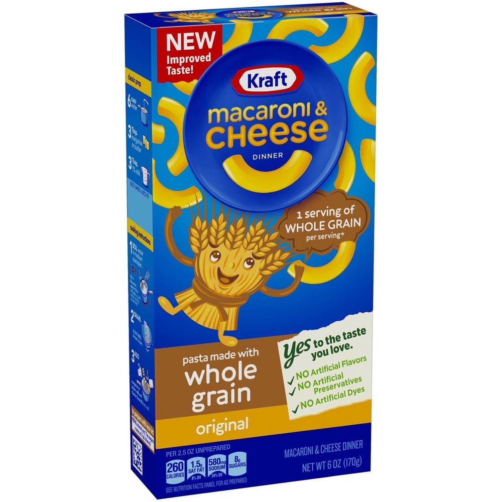 slide 5 of 9, Kraft Macaroni & Cheese with Whole Grain Pasta, 6 oz