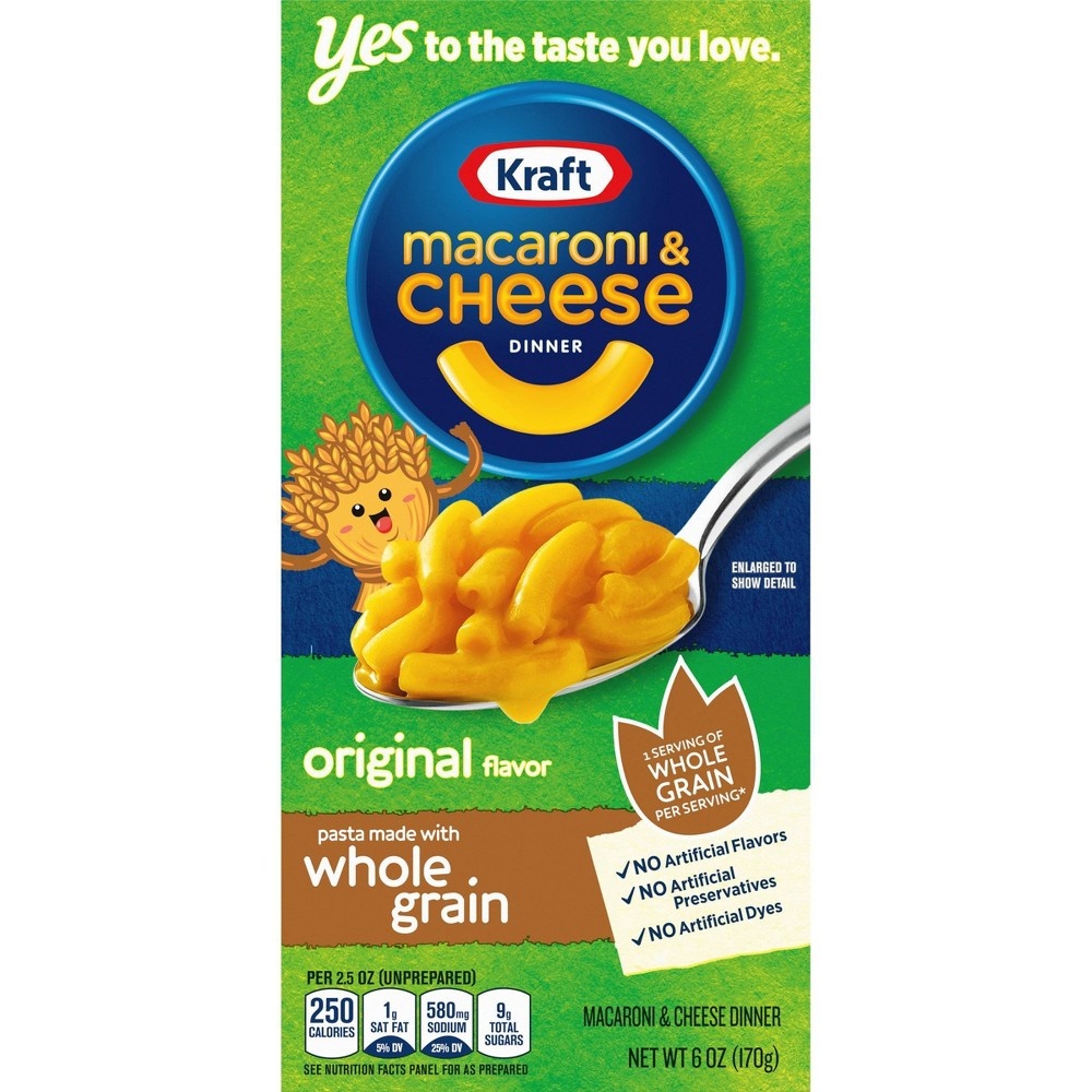 slide 6 of 9, Kraft Macaroni & Cheese with Whole Grain Pasta, 6 oz