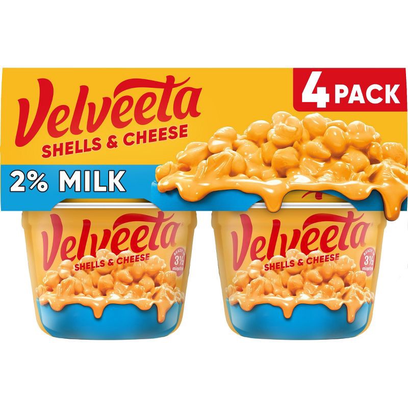slide 1 of 10, Velveeta Shells & Cheese Original Mac and Cheese Cups Easy Microwavable Dinner with 2% Milk - 8.76oz/4ct, 8.76 oz, 4 ct