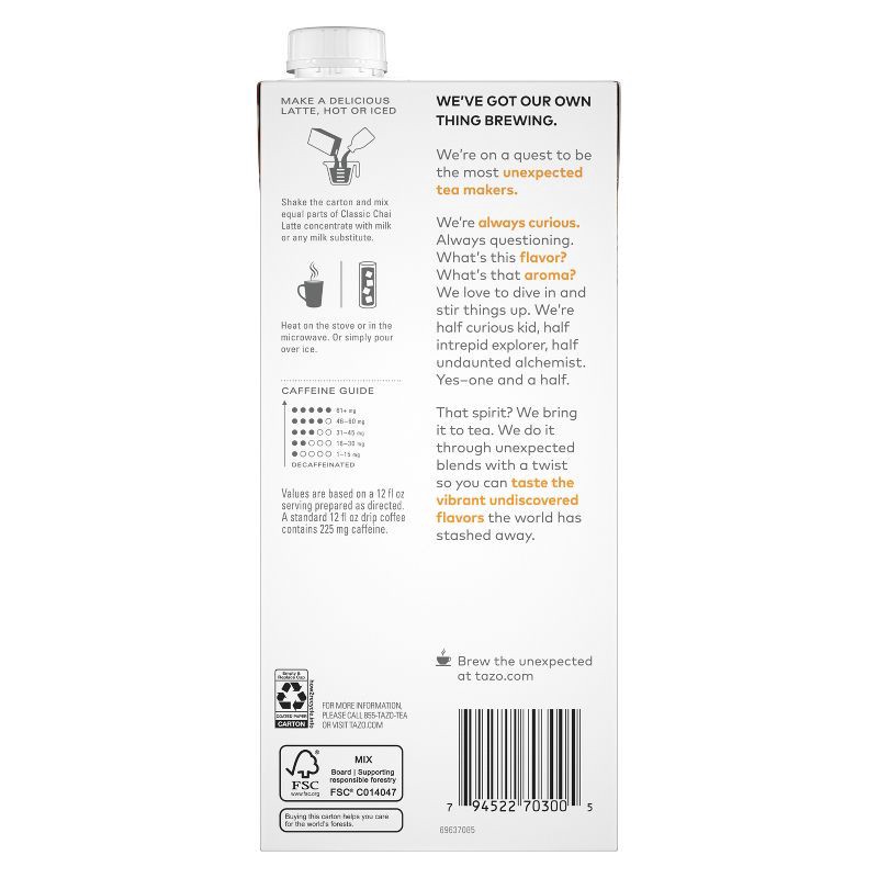 slide 2 of 8, Tazo Classic Chai Latte Black Tea Concentrate - 32 fl oz, 32 fl oz