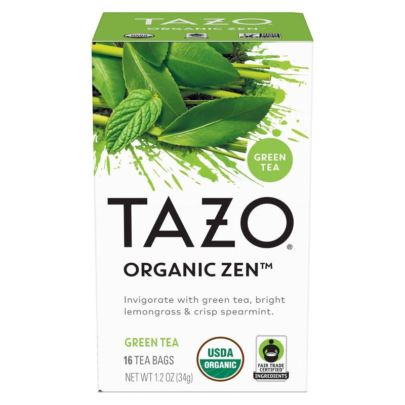 slide 1 of 14, Tazo Organic Zen Green Tea - 16ct/1.2oz, 16 ct, 1.2 oz