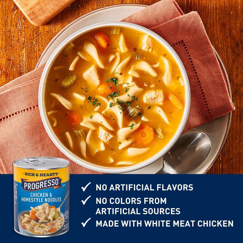 slide 3 of 8, Progresso Rich & Hearty Chicken & Homestyle Noodle Soup - 19oz, 19 oz