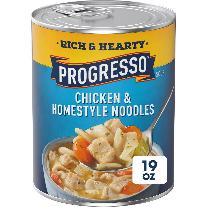 slide 1 of 8, Progresso Rich & Hearty Chicken & Homestyle Noodle Soup - 19oz, 19 oz