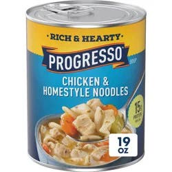 Progresso Rich & Hearty Chicken & Homestyle Noodle Soup - 19oz: Low Fat, No Artificial Colors, No Artificial Flavors