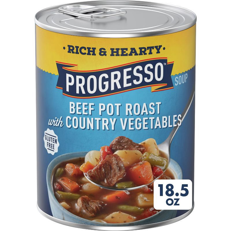 slide 1 of 13, Progresso Gluten Free Rich & Hearty Beef Pot Roast with Country Vegetables Soup - 18.5oz, 18.5 oz