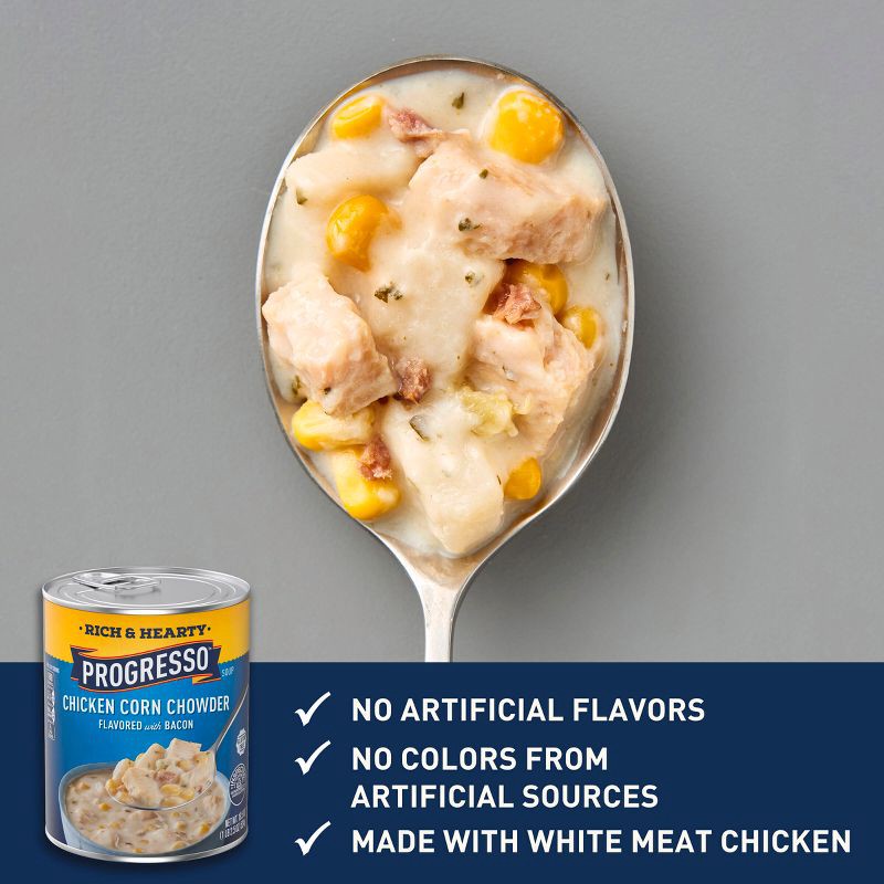 slide 3 of 8, Progresso Gluten Free Rich & Hearty Chicken Corn Chowder with Bacon - 18.5oz, 18.5 oz