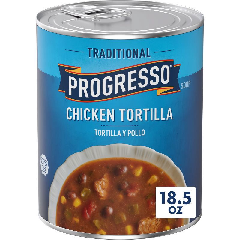 slide 1 of 8, Progresso Gluten Free Traditional Tortilla Y Pollo Chicken Tortilla Soup - 18.5oz, 18.5 oz