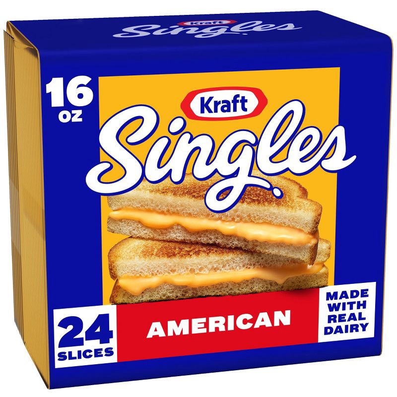 slide 1 of 9, Kraft Singles American Cheese Slices - 16oz/24ct: No Artificial Flavors, Cow Milk, 16 oz; 24 ct