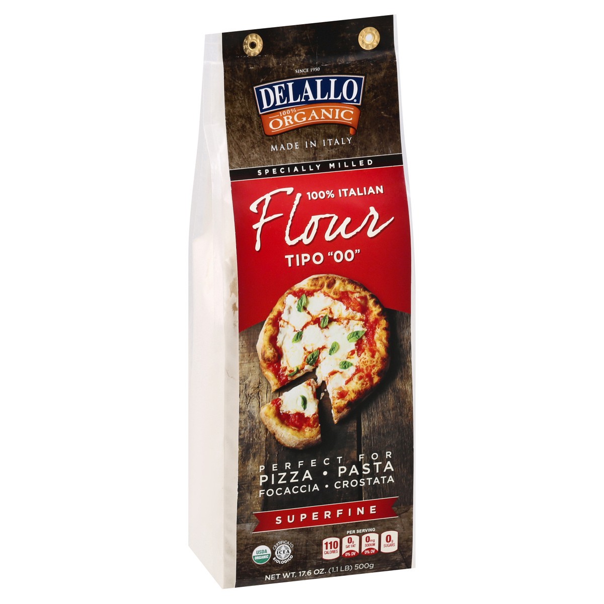 slide 10 of 12, DeLallo Organic Superfine Pizza & Pasta Flour, 17.6 oz