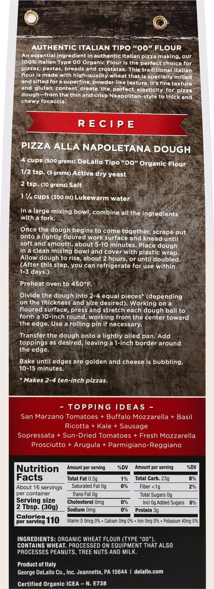 slide 12 of 12, DeLallo Organic Superfine Pizza & Pasta Flour, 17.6 oz