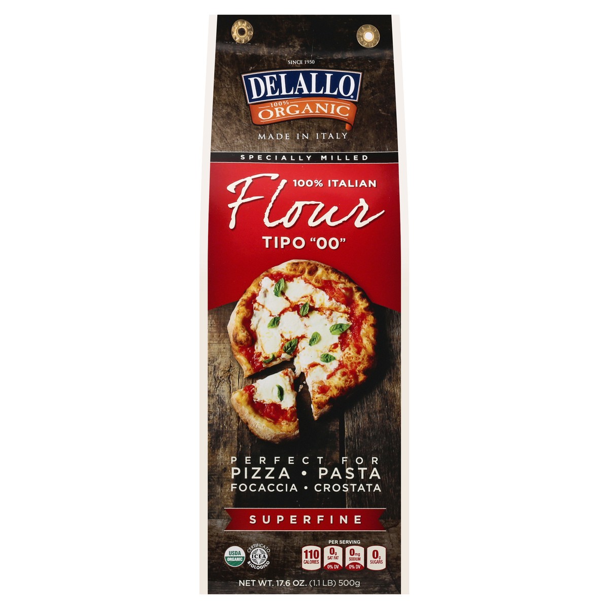 slide 9 of 12, DeLallo Organic Superfine Pizza & Pasta Flour, 17.6 oz