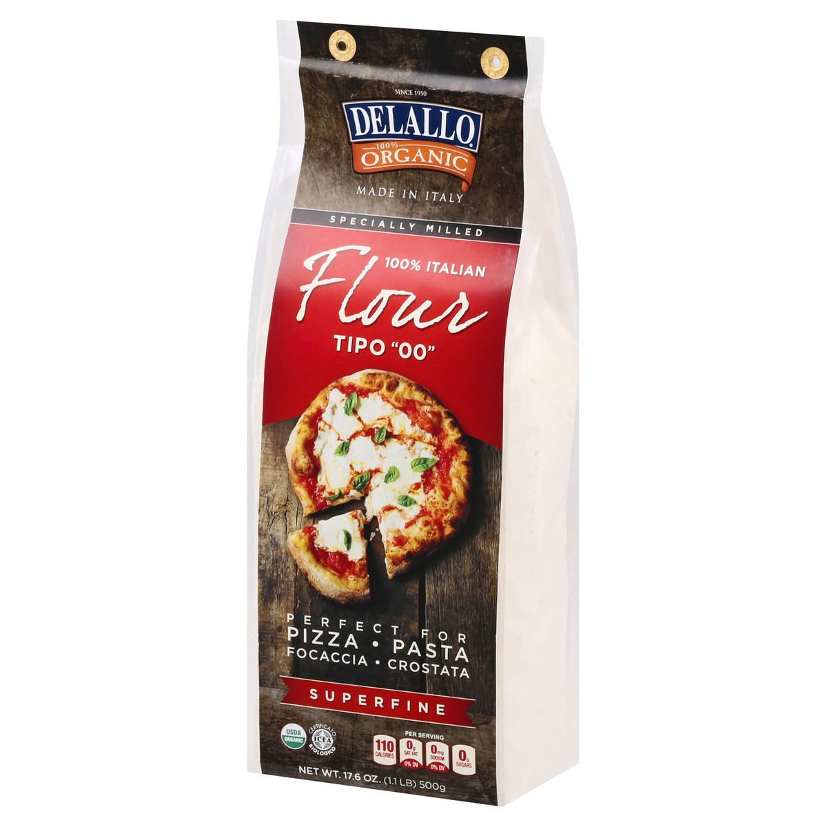 slide 7 of 12, DeLallo Organic Superfine Pizza & Pasta Flour, 17.6 oz