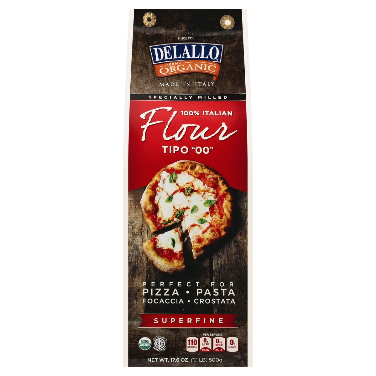 slide 1 of 1, DeLallo Organic Superfine Pizza & Pasta Flour, 17.6 oz