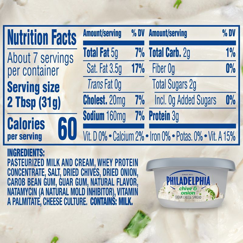 slide 8 of 10, Philadelphia Chive & Onion Cream Cheese Spread - 7.5oz, 7.5 oz