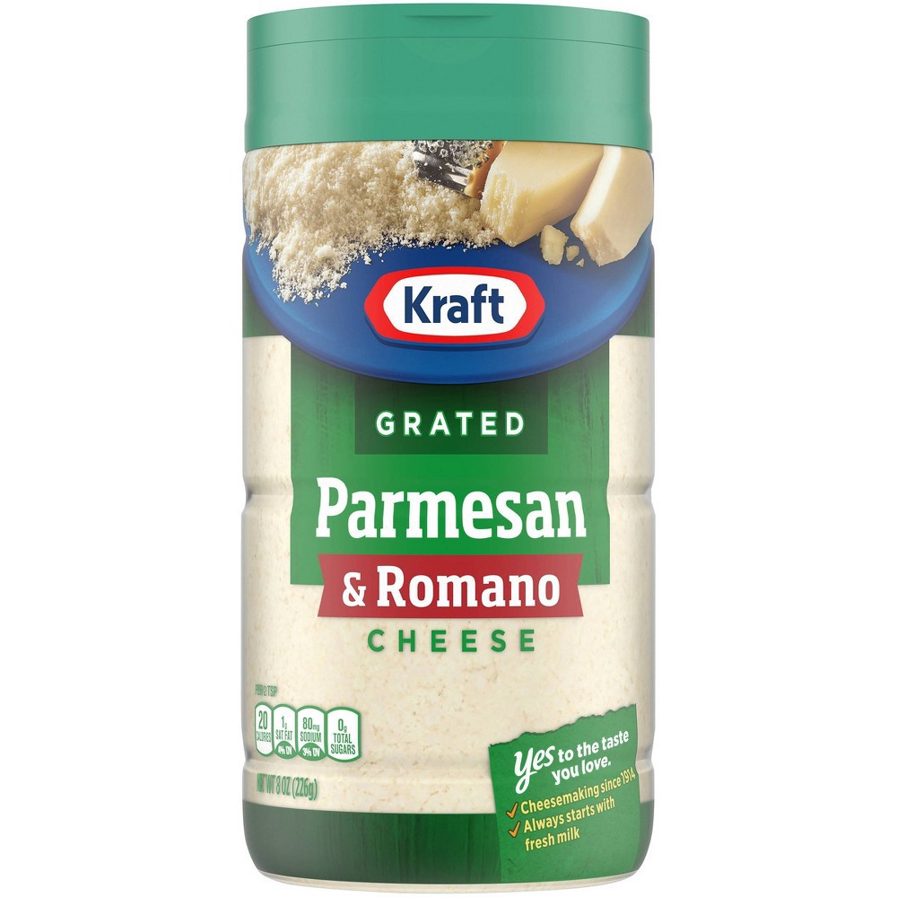 slide 7 of 8, Kraft Parmesan & Romano Grated Cheese Shaker, 8 oz