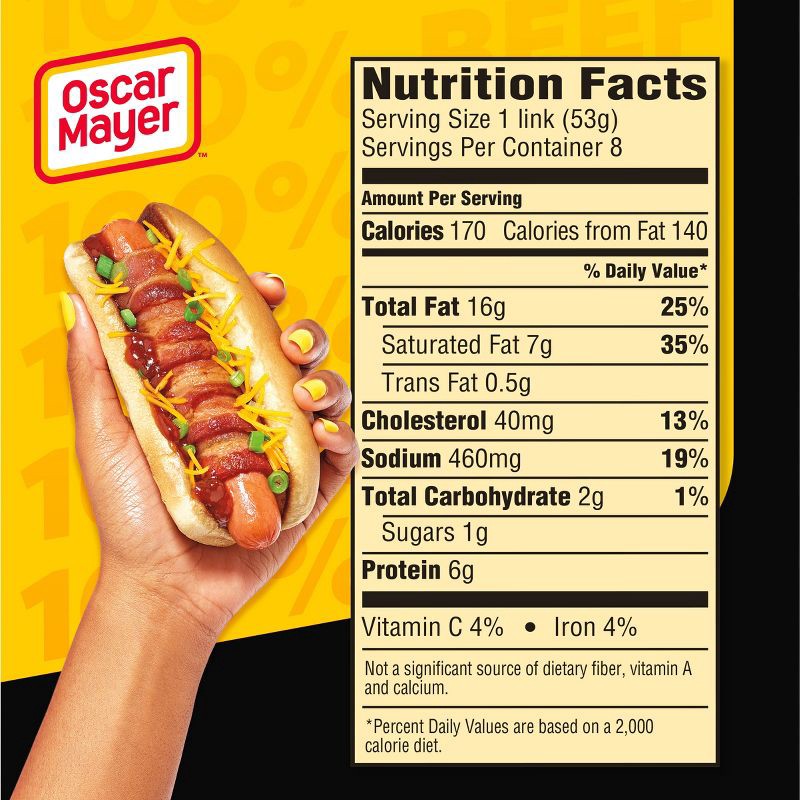 slide 7 of 8, Oscar Mayer Bun-Length Beef Franks Hot Dogs - 15oz/8ct, 8 ct; 15 oz