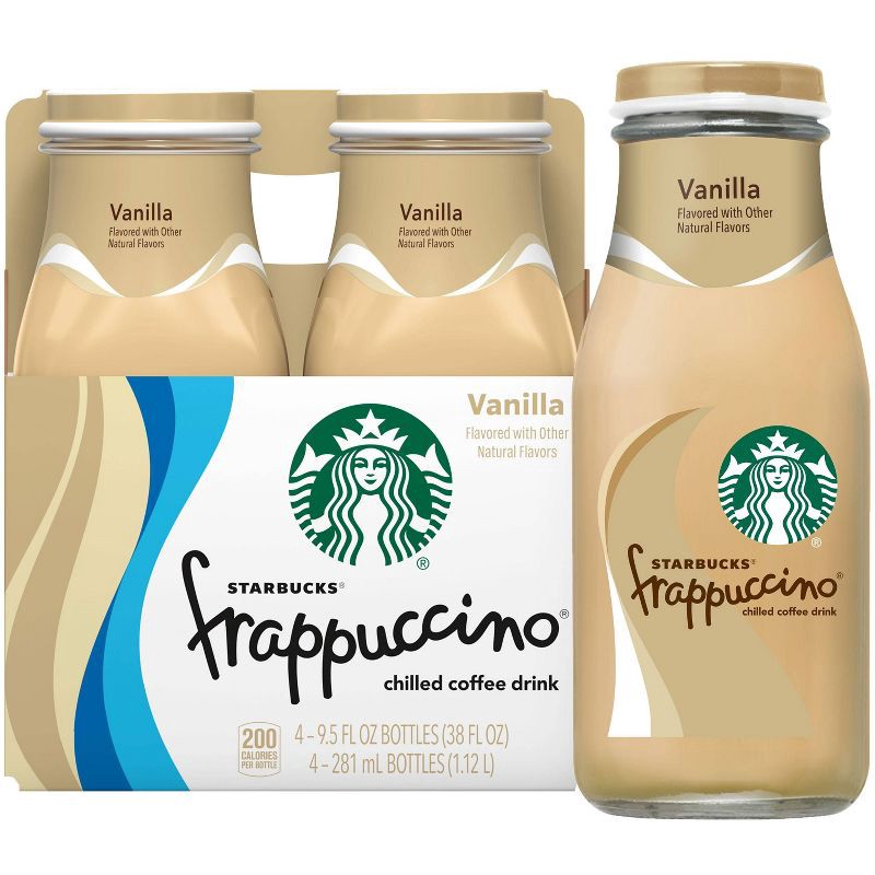 slide 1 of 6, Starbucks RTD Starbucks Frappuccino Vanilla Coffee Drink - 4pk/9.5 fl oz Glass Bottles, 4 ct; 9.5 fl oz