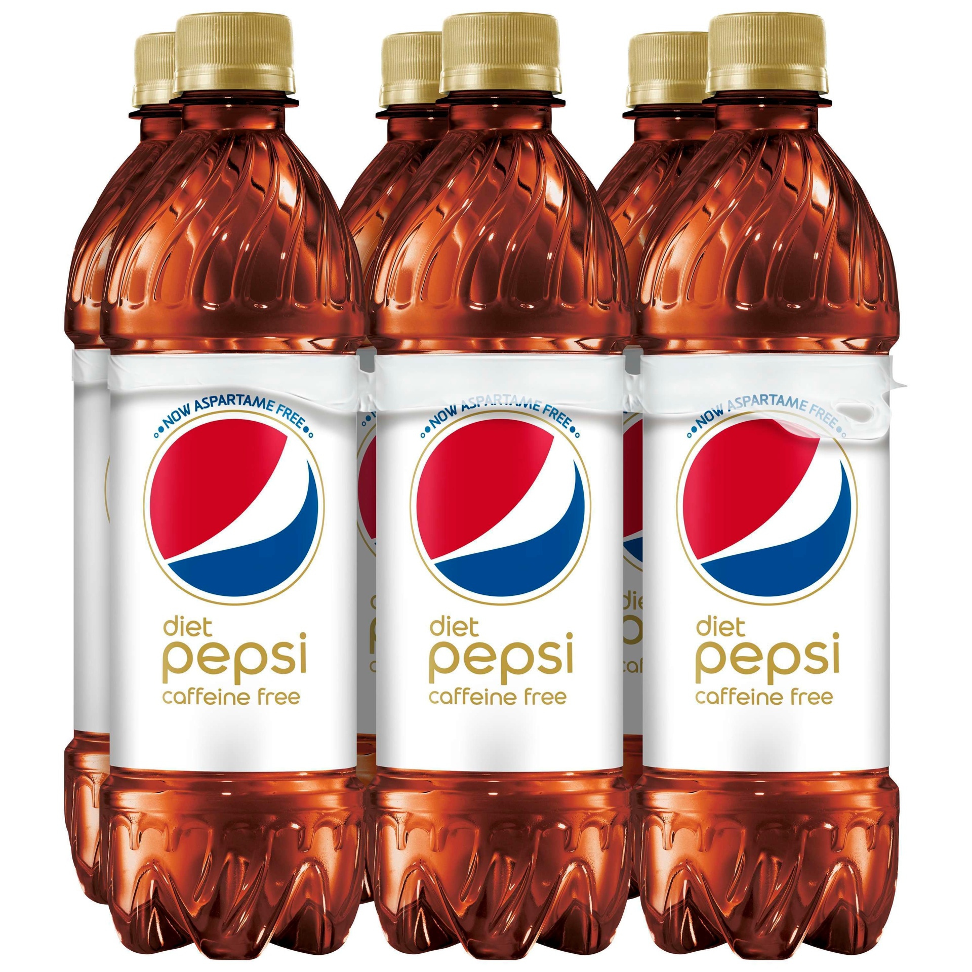 slide 1 of 3, Caffeine Free Diet Pepsi Bottles, 6 x 16.9 oz
