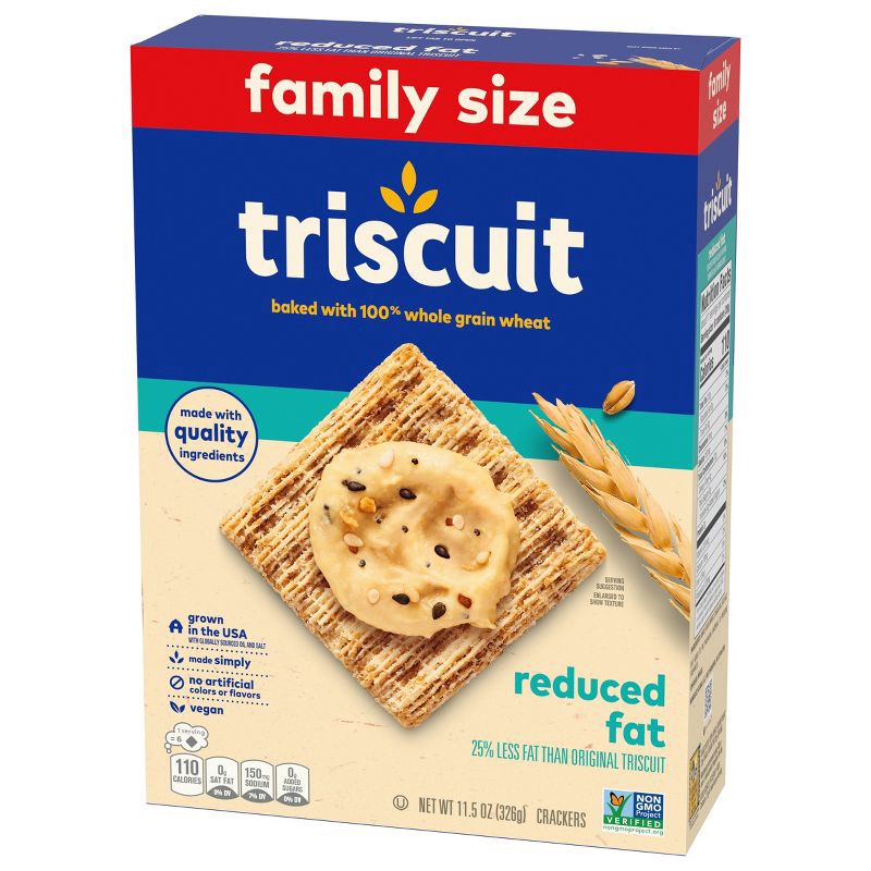 slide 3 of 12, Triscuit Reduced Fat Crackers - Family Size - 11.5oz, 11.5 oz