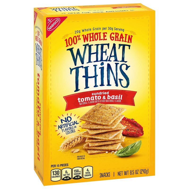 slide 5 of 15, Wheat Thins Sundried Tomato & Basil Whole Grain Wheat Cracker Snacks - 8.5oz, 8.5 oz