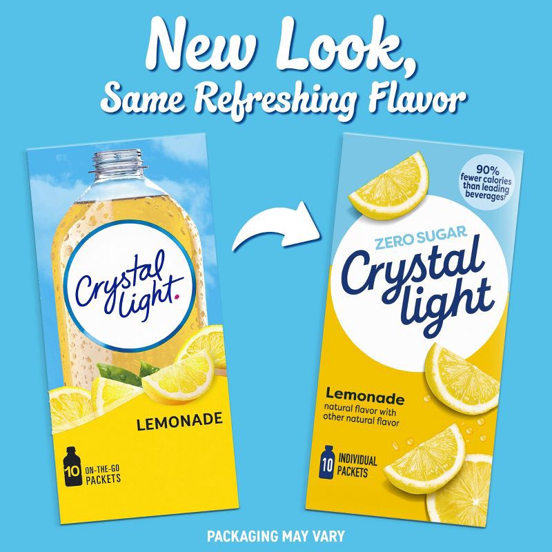 slide 3 of 9, Crystal Light On the Go Natural Lemonade Drink Mix - 10pk/0.14oz, 10 ct, 0.14 oz