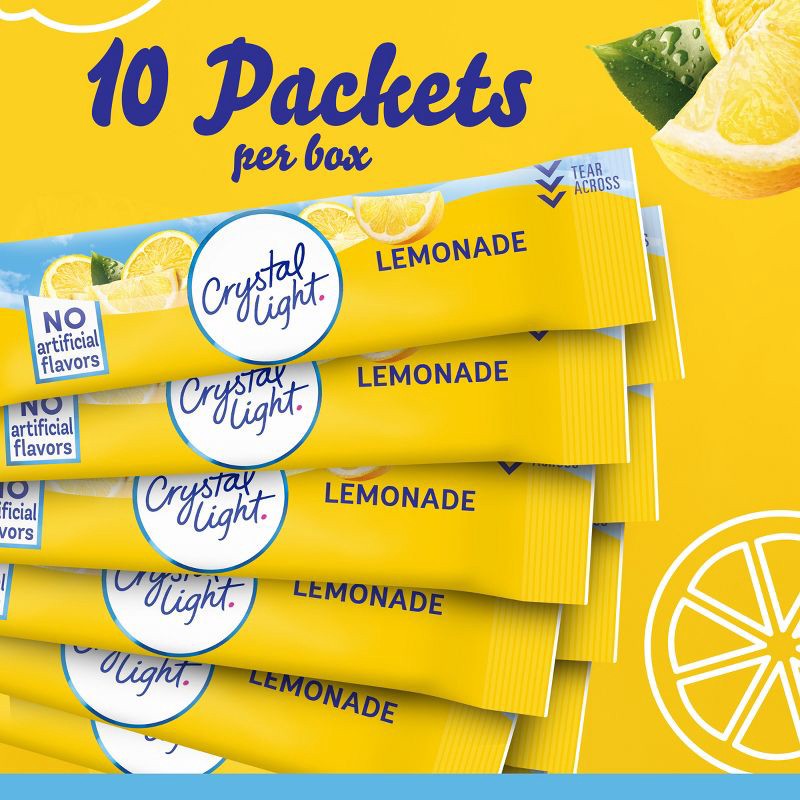 slide 5 of 9, Crystal Light On the Go Natural Lemonade Drink Mix - 10pk/0.14oz, 10 ct, 0.14 oz