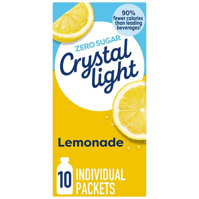 slide 1 of 9, Crystal Light On the Go Natural Lemonade Drink Mix - 10pk/0.14oz, 10 ct, 0.14 oz