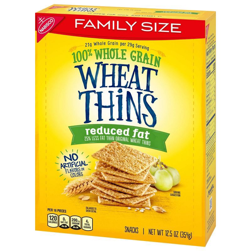 slide 10 of 19, Wheat Thins Reduced Fat Whole Grain Wheat Cracker Snacks Family Size - 12.5oz, 12.5 oz