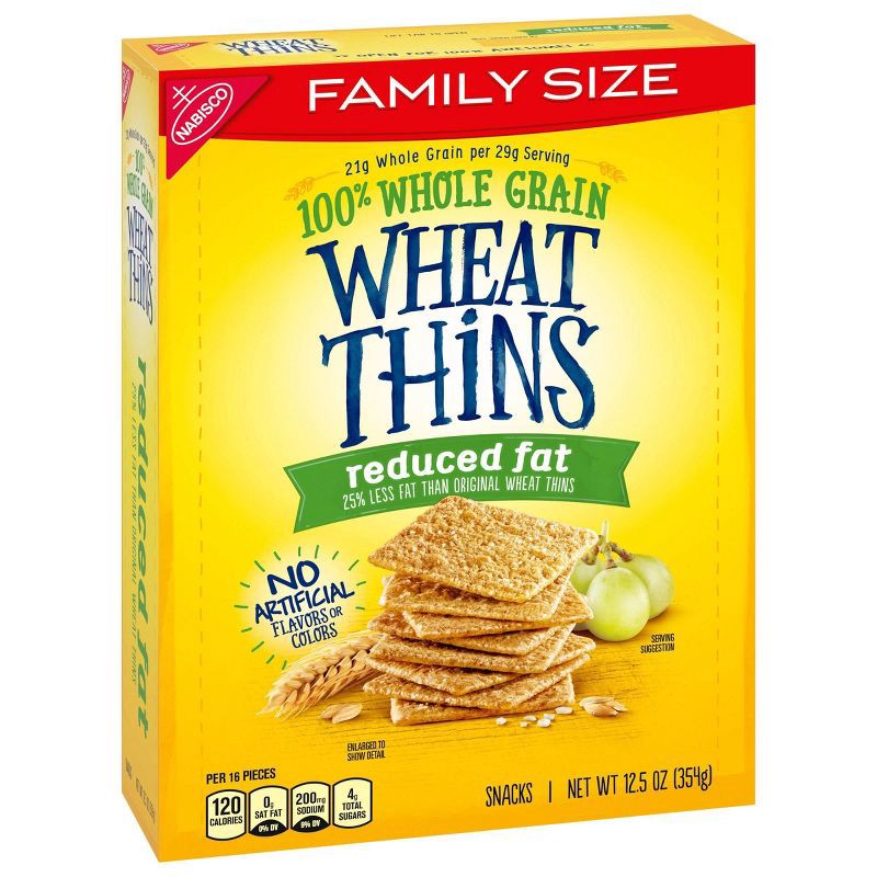 slide 7 of 19, Wheat Thins Reduced Fat Crackers - Family Size - 12.5oz, 12.5 oz