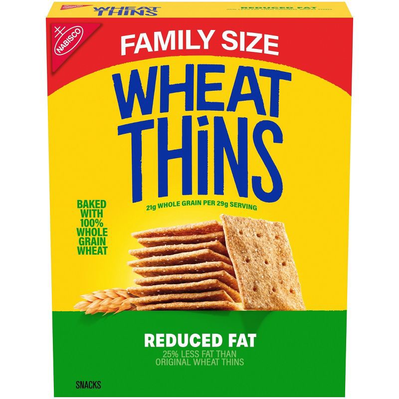 slide 1 of 12, Wheat Thins Reduced Fat Whole Grain Wheat Cracker Snacks Family Size - 12.5oz, 12.5 oz