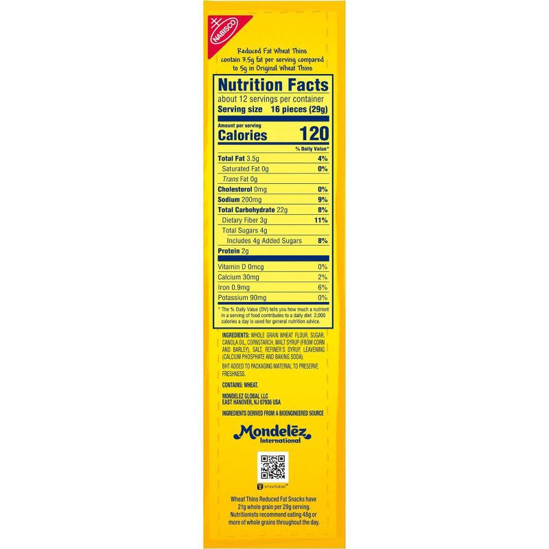 slide 4 of 19, Wheat Thins Reduced Fat Whole Grain Wheat Cracker Snacks Family Size - 12.5oz, 12.5 oz