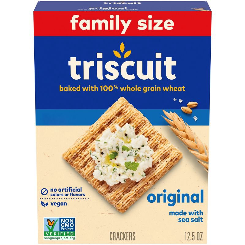 slide 1 of 11, Triscuit Original Whole Grain Wheat Vegan Crackers Family Size - 12.5oz, 12.5 oz