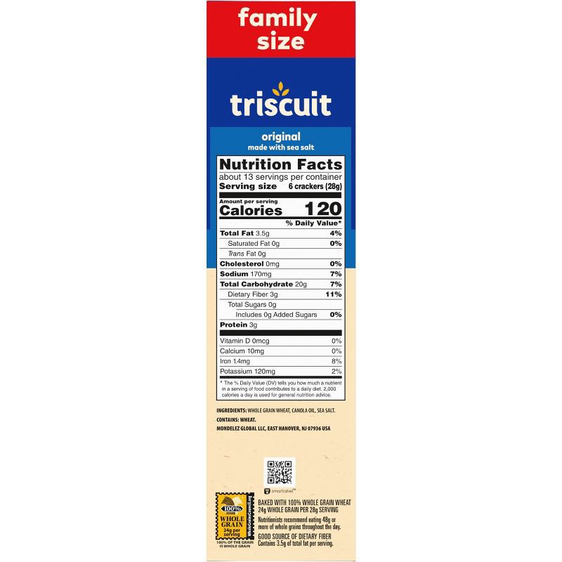 slide 11 of 11, Triscuit Original Whole Grain Wheat Vegan Lunch Snacks Crackers Family Size - 12.5oz, 12.5 oz