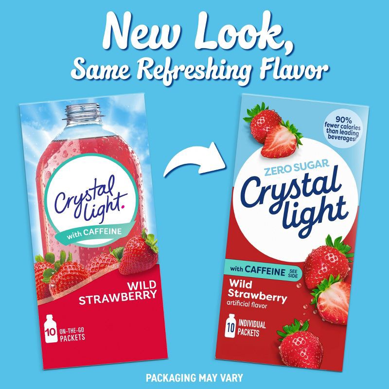 slide 3 of 9, Crystal Light Energy On The Go Wild Strawberry Drink Mix - 10pk/0.11oz Pouches, 10 ct, 0.11 oz