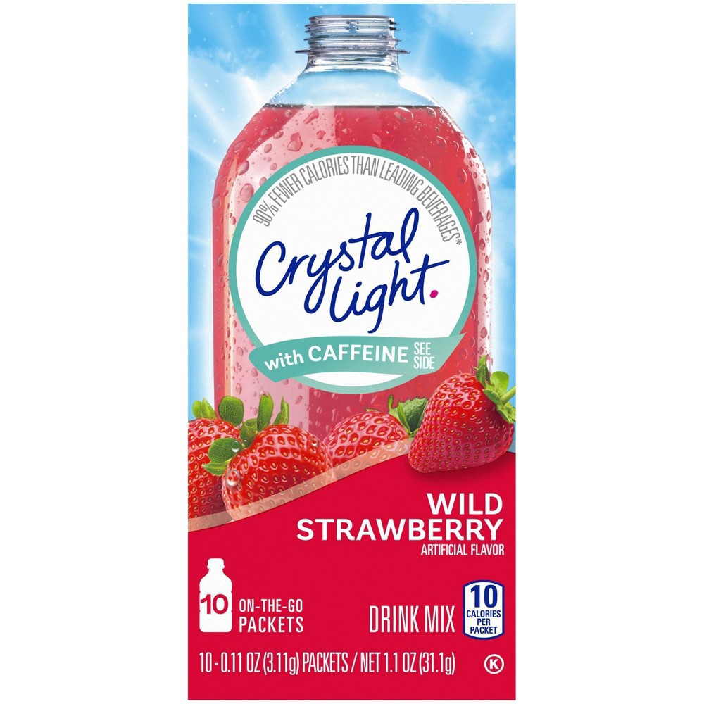 slide 5 of 10, Crystal Light Energy On The Go Wild Strawberry Drink Mix - 10pk/0.11oz Pouches, 10 ct, 0.11 oz