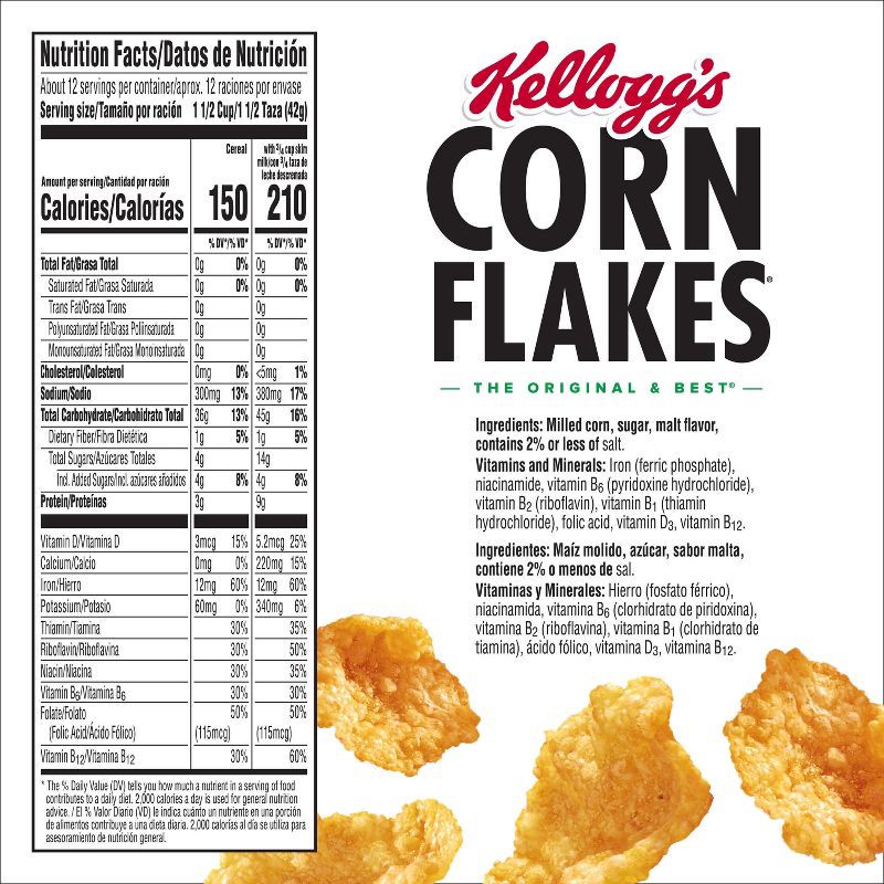 slide 2 of 13, Kellogg's Corn Flakes Breakfast Cereal - 18oz, 18 oz