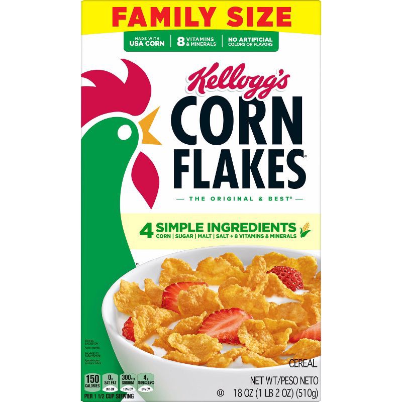 slide 8 of 13, Kellogg's Corn Flakes Breakfast Cereal - 18oz, 18 oz