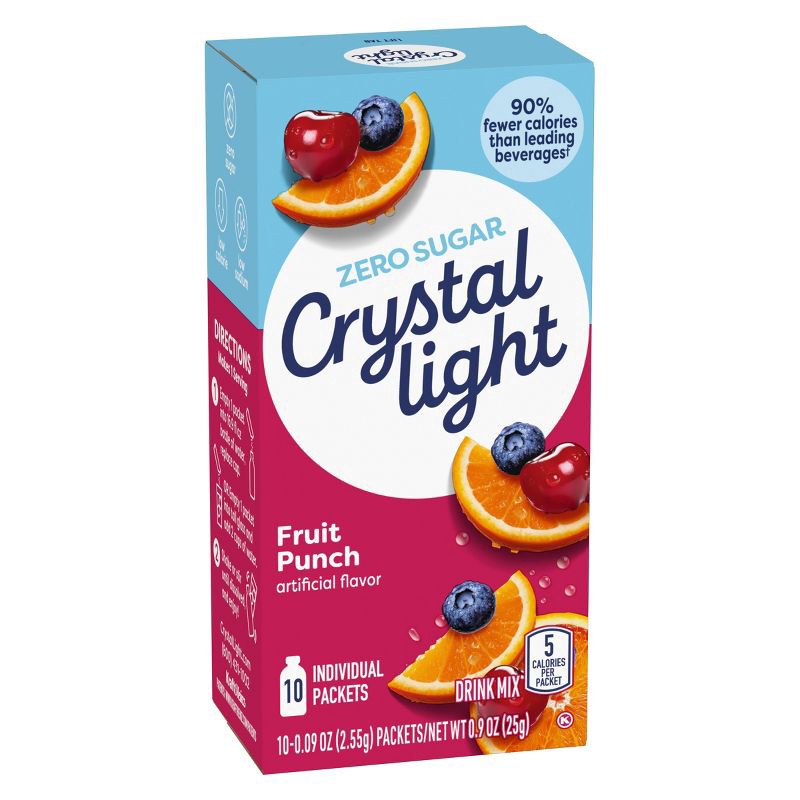 slide 5 of 9, Crystal Light On-the-Go Fruit Punch Drink Mix - 10pk/0.09oz, 10 ct, 0.09 oz